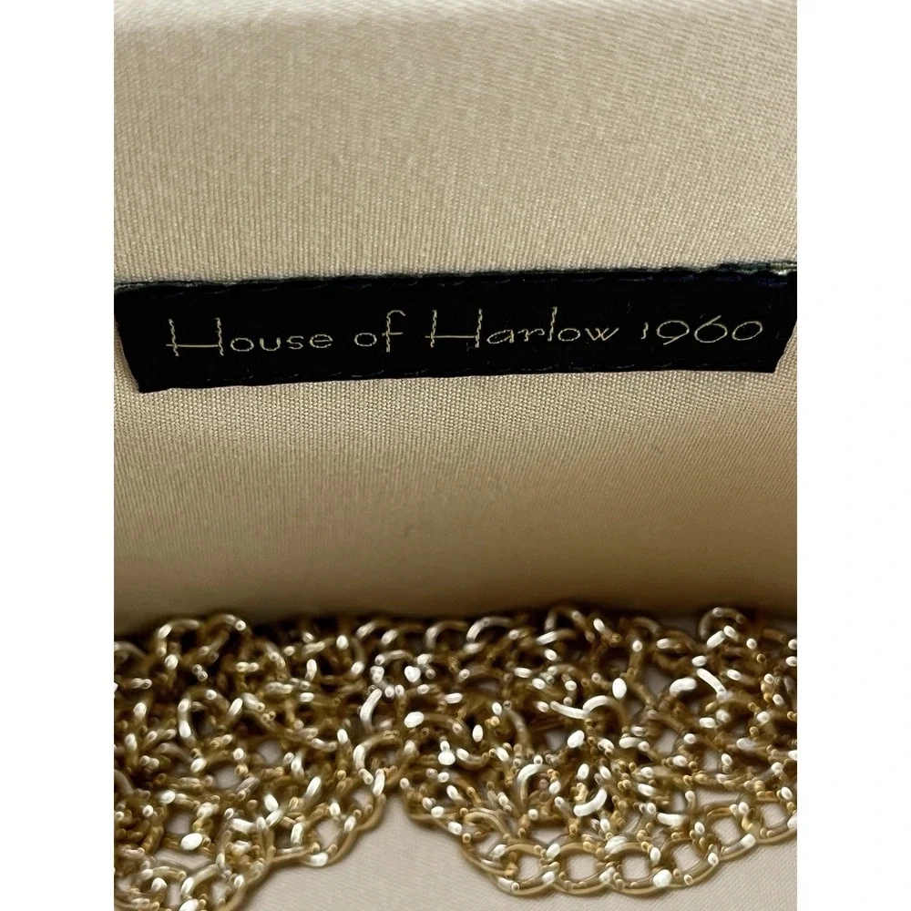 House of Harlow 1960 Champagne Rhinestone Evening Bag, Removable Strap NEW